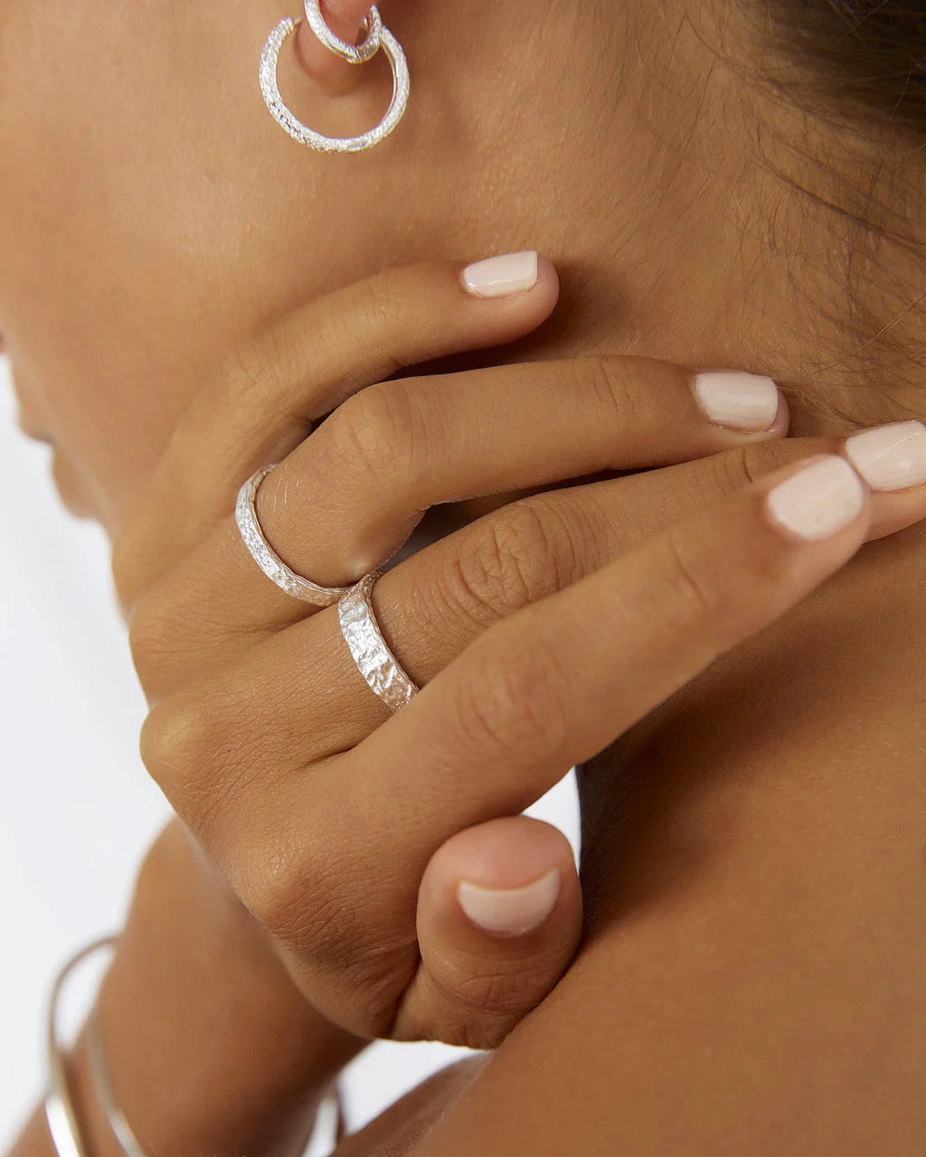 Eros Silver Textured Ring Small