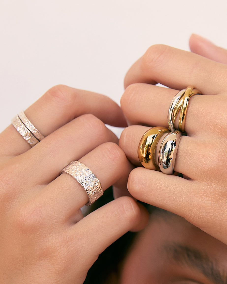 Eros Silver Textured Ring Large